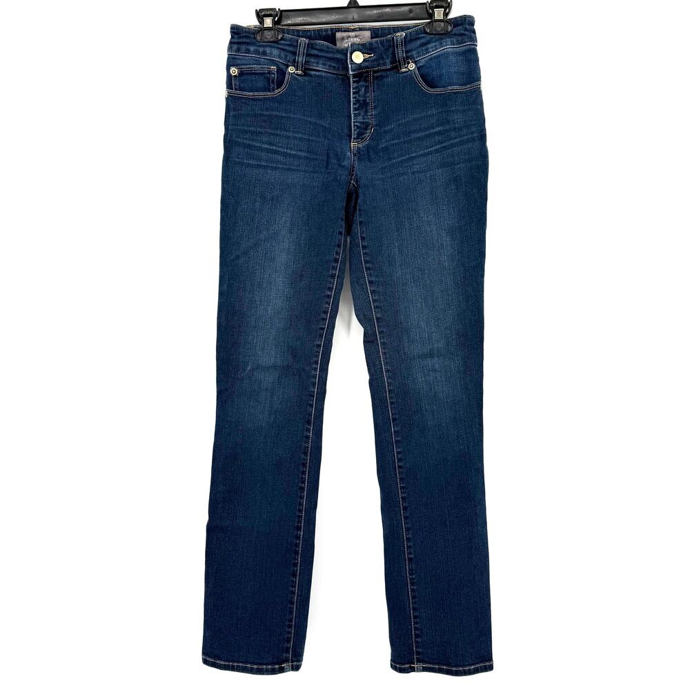 Chico's Size 00 XS So Slimming Straight Leg Blue Jean Denim Pants Darker Wash